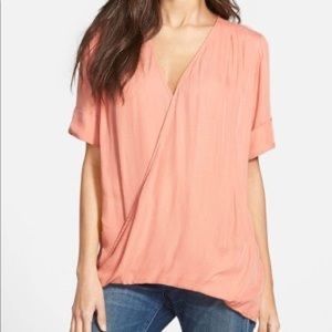 LEITH NORDSTROM women's surplice high low blouse